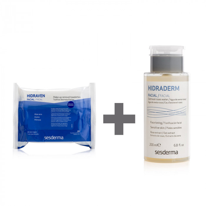 Pack Hidraderm Agua Avena Rosas + Hidraven Toallitas Desmaquillantes